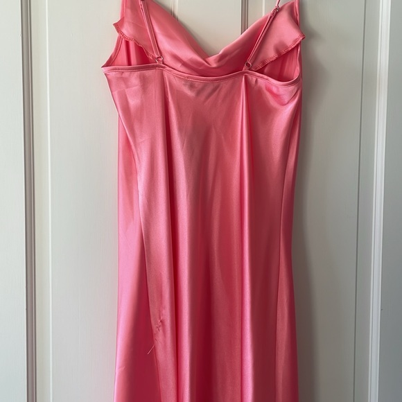 NWT! Bebe Pink Cowl Neck Satin Midi Dress! - Picture 7 of 8